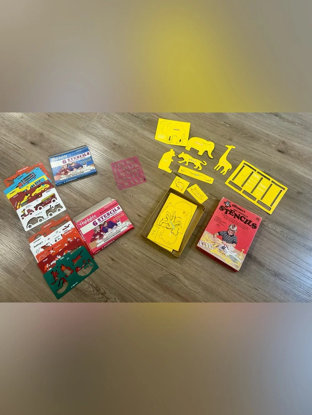 Vintage Stencil Lot Highlights for Children 1985 Golden Books Zoo Animals